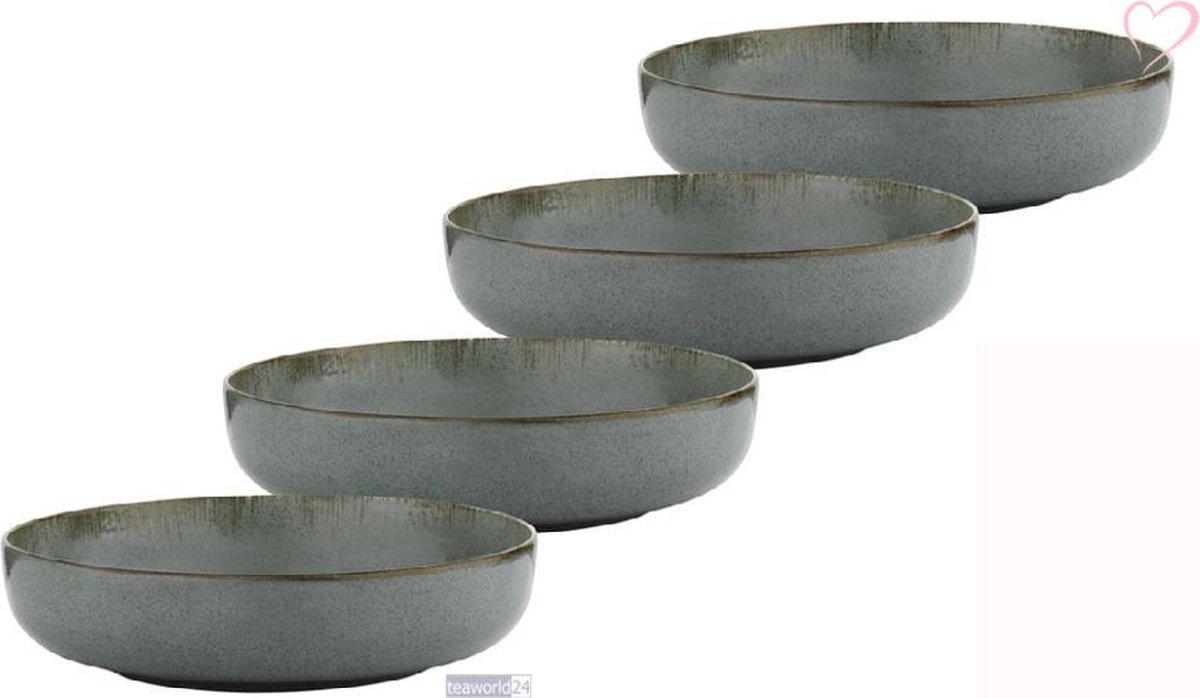 Kitchen Trend - Diep Bord - 20 CM - Ocean Petrol - Set van 4 borden - Bordenset
