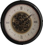 Clock Gear black 60 cm diameter - draaiende tandwielen - radar geluidloos - klok - horloge - landelijk - industriestijl - industrieel - cadeau - geschenk - kerst - nieuwjaar - verjaardag - gi