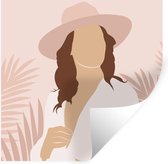 Stickers Stickers muraux - Femme - Chapeau - Feuilles - 80x80 cm - Film adhésif
