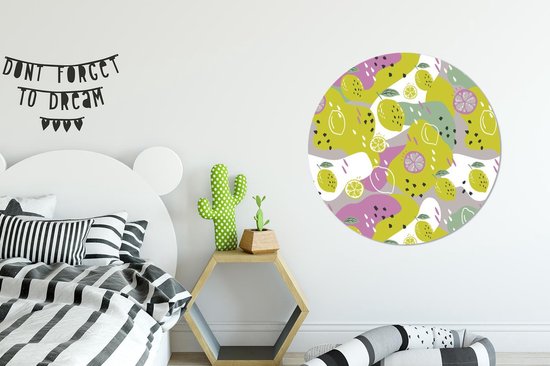 WallCircle - Wall Circle - Wall Circle Indoor - Été - Citrons - Taches - 90x90 cm - Décoration murale - Peintures Ronds