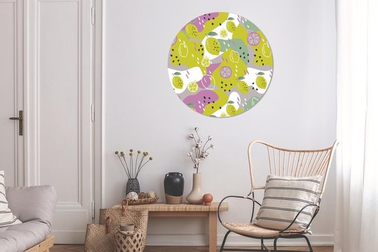 WallCircle - Wall Circle - Wall Circle Indoor - Été - Citrons - Taches - 90x90 cm - Décoration murale - Peintures Ronds