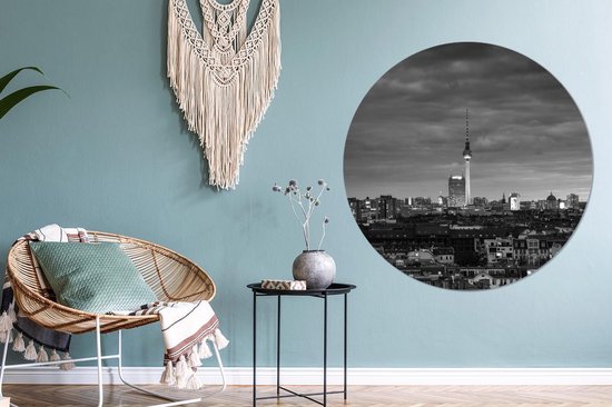 WallCircle® Wandcirkel 140x140 cm - Muurcirkel Stad - Berlijn - Urban - Muurdecoratie woonkamer - Wanddecoratie slaapkamer - Kamer decoratie accessoires - Ronde schilderijen