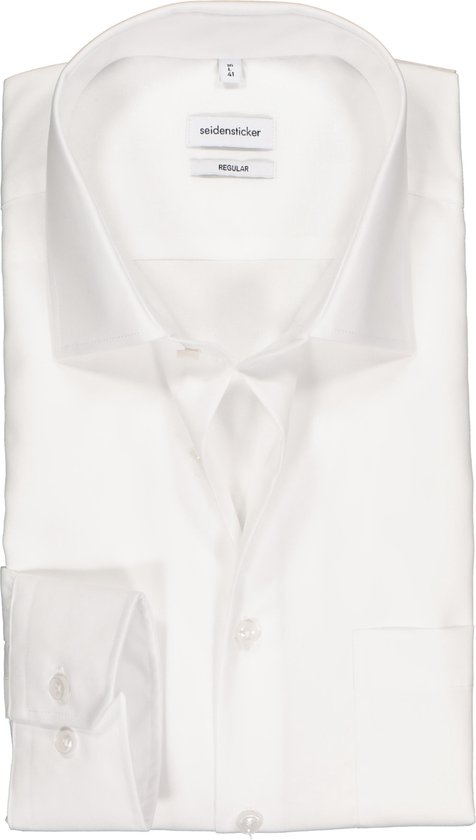 Seidensticker regular fit overhemd - mouwlengte 7 - wit - Strijkvrij - Boordmaat: 46
