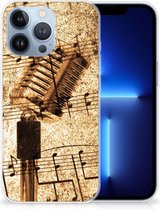 Telefoon Hoesje Geschikt voor Apple iPhone 13 Pro Siliconen Hoesje met Naam Bladmuziek