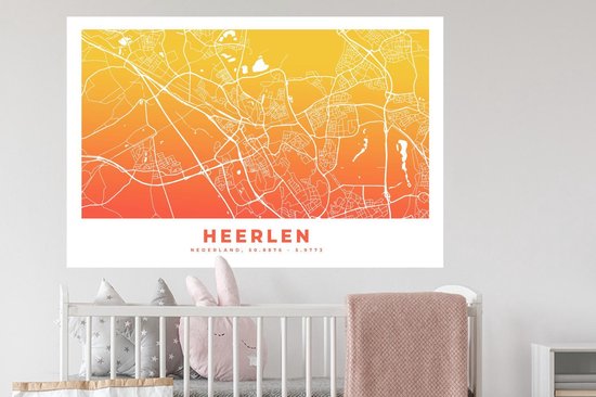 Stickers Stickers muraux - Plan de la ville - Heerlen - Pays- Nederland - 120x80 cm - Feuille adhésive - Carte