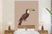 Illustration d'un toucan sur fond marron 145x220 cm