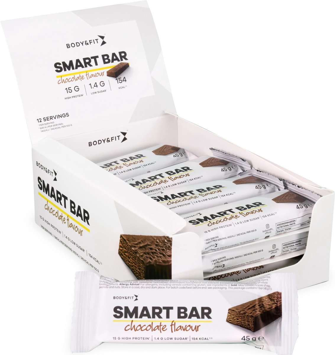 Body & Fit Smart Bars - Proteïne Repen / Eiwitrepen - Chocolade - 12  eiwitrepen (1 doos) | bol