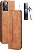 GSMNed – Luxe iPhone 11 Pro Max Bruin – hoogwaardig Leren Pu Hoesje – iPhone 11 Pro Max Bruin – Design – Met briefgeld vakje – Met Screenprotector