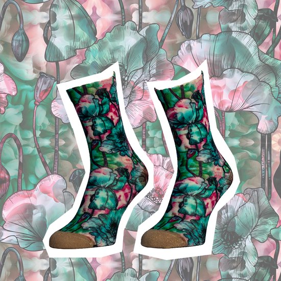 Sock My Feet - Grappige sokken dames - Maat 36-38 - Sock My Funky Flowers - Bloemen sokken - Funny Socks - Vrolijke sokken - Leuke sokken - Fashion statement - Gekke sokken - Grappige cadeaus - Socks First.