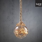 Luca Lighting Bal aan Touw Kerstverlichting met 15 LED Lampjes - H90 x Ø10 cm - Bruin