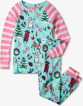 Hatley pyjama winterlandschap, kerstpyjama blauw/roze maat 3 jaar