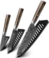Blade Masters - Japanse messenset - Messenset - Messensets - Keukenmessen - 3-delig - Damascus - Kookmessen