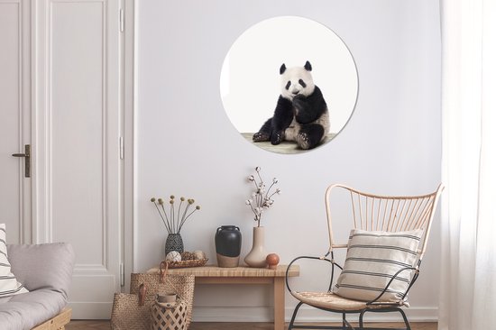 Cercle mural - Cercle mural - ⌀ 90 cm - Plastique - Animaux - Panda - Zwart - Wit