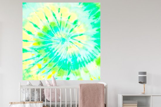 Stickers Stickers muraux - Été - Tie dye - Jaune - 120x120 cm - Feuille adhésive XXL