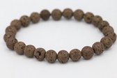 Bubbels Sieraden handgemaakt natuurstenen armband lava walnut 8 mm - Maat one size