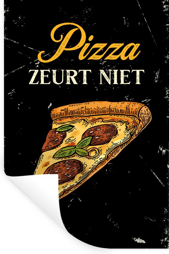 Stickers Stickers muraux - Pizza - Rétro - Citation - 60x90 cm - Feuille adhésive - Cadeau pour femme - Cadeau pour mari
