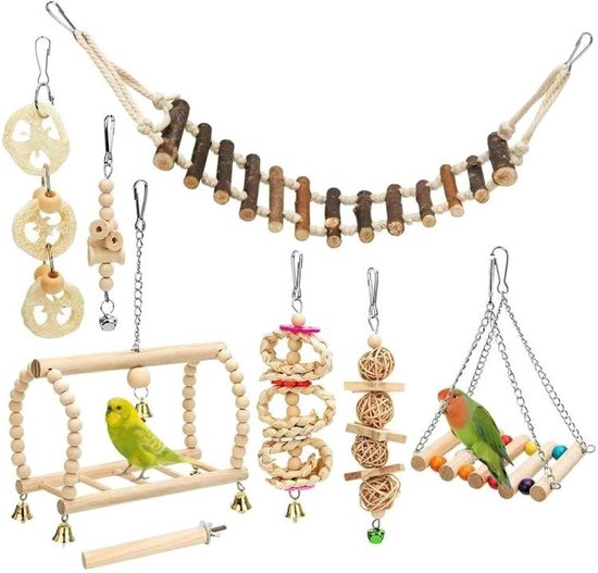 vogelspeelgoed 8 stuks - parkieten speelgoed - vogelkooi decoratie - vogelspeelgoed parkiet - vogel speelgoed - papegaai speelgoed