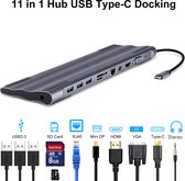 USB C 11-in-1 dockingstation Hub, Mini DisplayPort, Ethernet, 3 USB-poorten, SD-kaart, Luidsprekeraansluitingen, HDMI / VGA Kabel / SD kaart / TF / RJ45 Internet / USB-C converter Voor Apple 