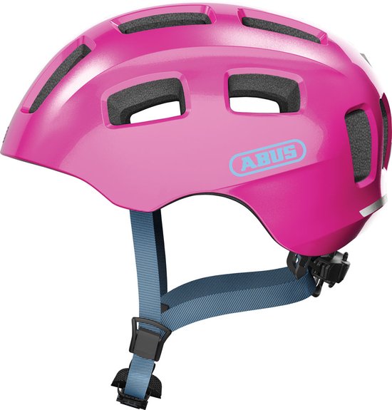 ABUS fietshelm Youn-I 2.0 - met licht voor kinderen, tieners en jongvolwassenen - voor meisjes en jongens - roze (sprankelend), maat S