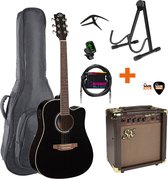 Eko Ranger - Semi akoestische gitaar - Compleet Gitaarpakket - Zwart - gitaar met versterker