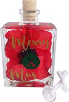 Olielamp met bloem (200 ml) ‘Merry X Mas’ | Kerstmis | Sfeerverlichting | Rode klaproos