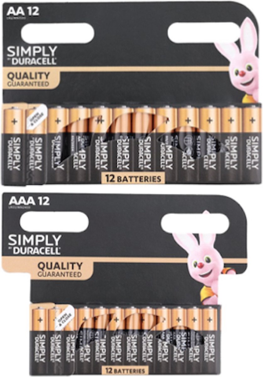 Duracell AA + AAA batterijen Combipack | 12 AA batterijen + 12 AAA batterijen | Alkaline | 1,5V | Duurzaam