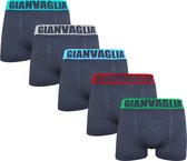Gianvaglia 5 pack Boxershorts Microfiber Naadloos Zwart met gekleurde band multicolor M/L