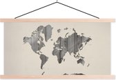 Wanddecoratie - Wereldkaart - Hout - Design - Schoolplaat - 150x75 cm - Textielposter - Textiel poster