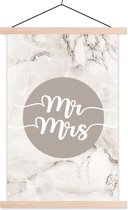 Porte-affiche avec affiche - Affiche scolaire - Proverbes - Se marier - Mr Mrs - Citations - 120x180 cm - lattes vierges
