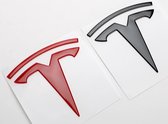 Tesla Invader Logo rood - Red Edition - Luxe Auto Styling Sticker Zwart mat - 3M Hoogwaardige Kwaliteit - Waterbestendig