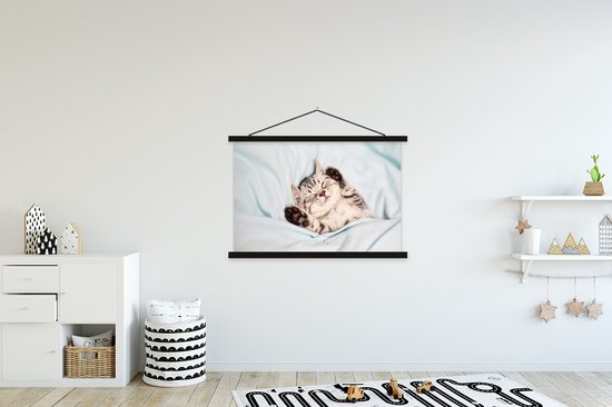 Poster textielposter chaton endormi 120x80 cm