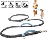 Canicross Looplijn Hond met Heupriem voor Hardlopen - Elastische Handsfree Hondenriem  - Honden Trainingslijn - 150/210cm - Grijs