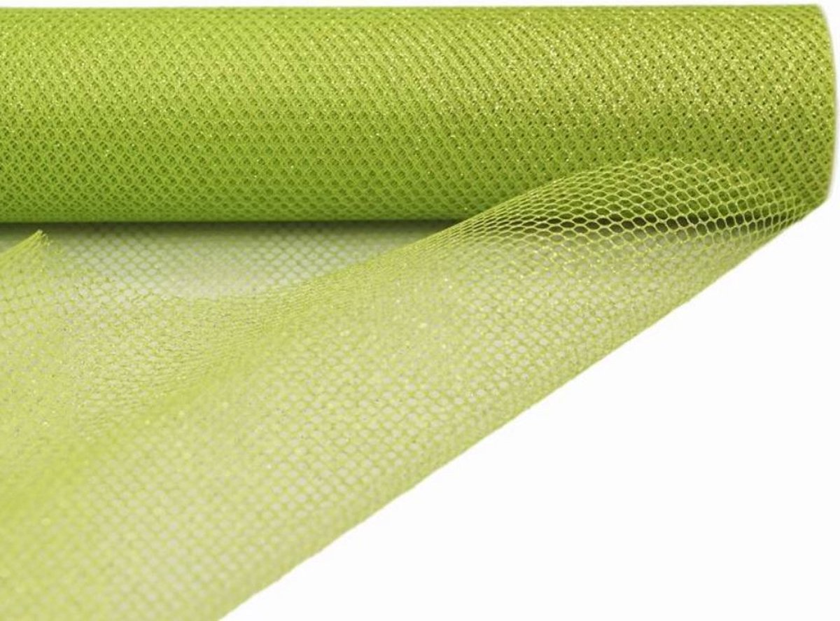 Afbeelding van product Rol glanzende net tule groen 9 meter x 48 cm - stoffen - tule - groen - naaien - DIY - hobby - decoratie - kerst