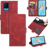 Oppo A54 hoesje - MobyDefend Luxe Wallet Book Case (Sluiting Zijkant) - Rood - GSM Hoesje - Telefoonhoesje Geschikt Voor: Oppo A54