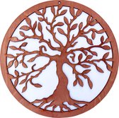 Serenti-wanddecoratie- Levensboom - Tree Of Life-FSC Berkentriplex-Kleur Mahonie-diameter 30 cm