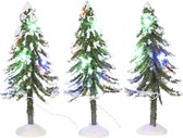 Luville - Snowy trees with multicolour light 3 pieces battery operated - Kersthuisjes & Kerstdorpen