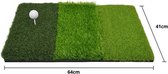 Afslagmat golf - 3 verschillende grassoorten (60xm x 30cm) - Kunstrgras - Golf chipping mat - Trainingsmateriaal voor thuis