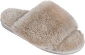 Fluffy Slipper Beige - Echte Schapenvacht - met flexibele rubberen zool - maat 42