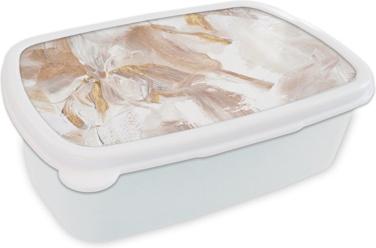 Broodtrommel Wit - Lunchbox - Brooddoos - Verf - Wit - Abstract - 18x12x6 cm - Volwassenen