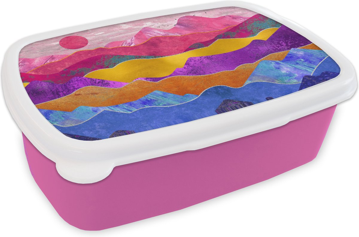 Broodtrommel Roze - Lunchbox - Brooddoos - Bi - Marmer - Pride - 18x12x6 cm - Kinderen - Meisje