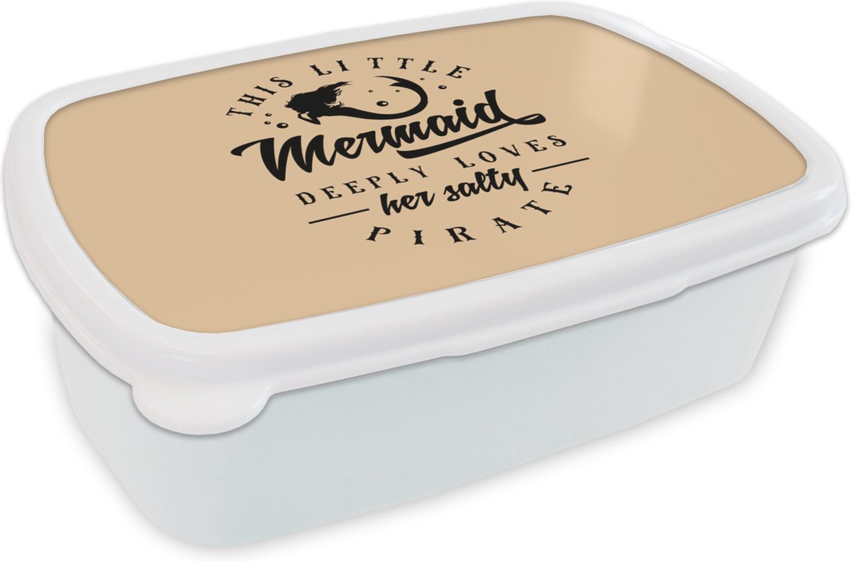 Broodtrommel Wit - Lunchbox - Brooddoos - Spreuken - Zeemeermin - Zee - 18x12x6 cm - Volwassenen