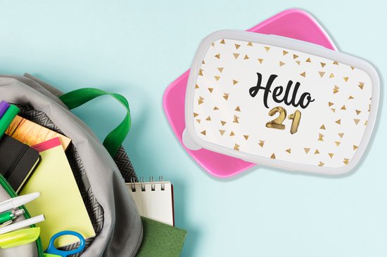 Lunch box Rose - Lunch box - Boîte à pain - Anniversaire - Décoration - 21 ans - 18x12x6 cm - Enfants - Fille