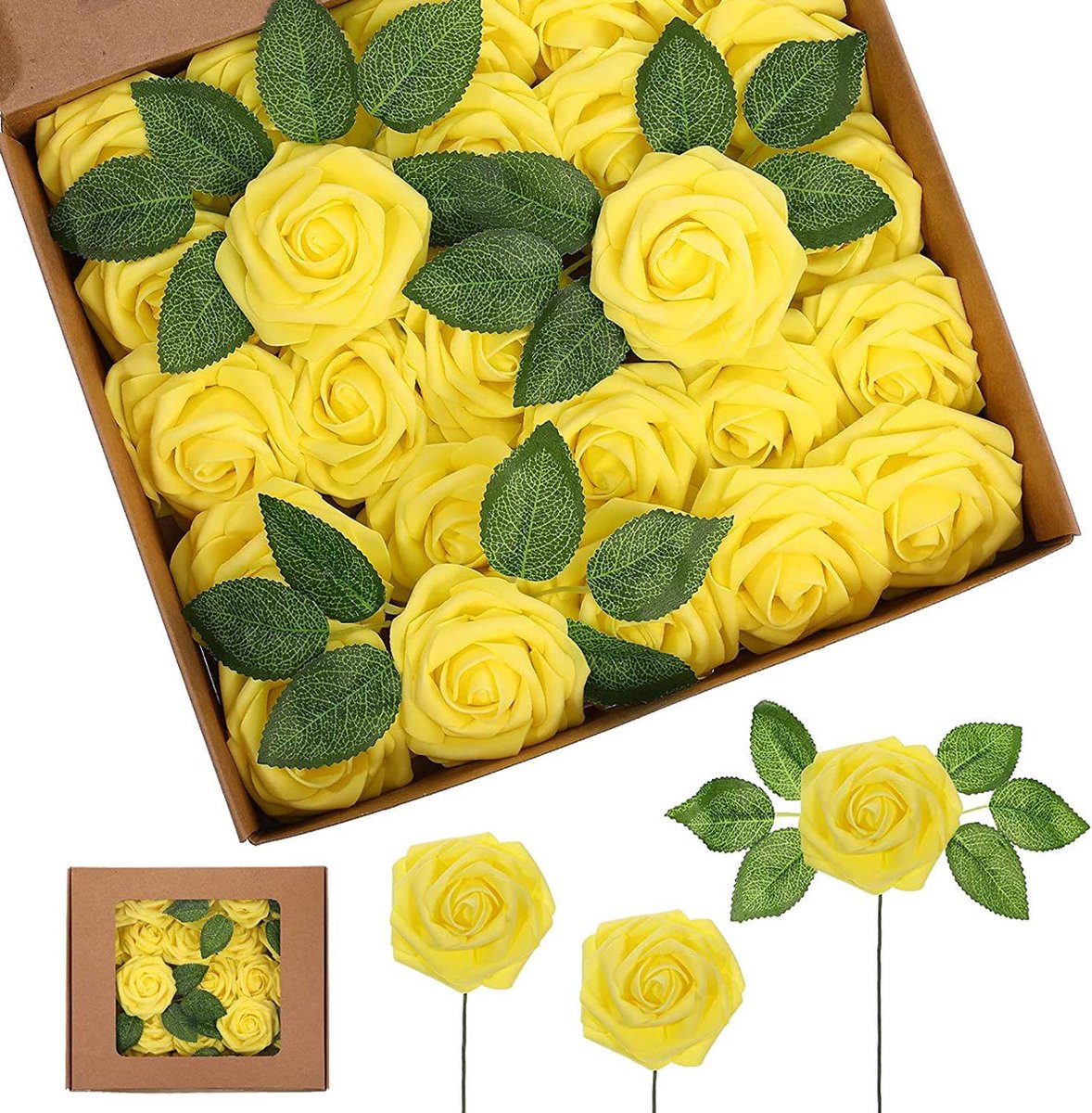 Bloemen- kunstbloemen- Rozen- kunstplanten voor binnen- kunstplant- Nepbloemen - 25 bloemen