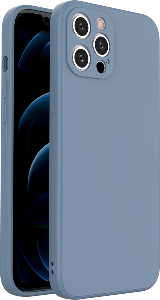 iSolay Ultradun iPhone 12 Pro Max Hoesje | Shock Proof Case | Siliconen Hoesje | Wasbaar Hoesje | Anti Vingerafdruk Hoesje | iPhone Case | Lichtblauw