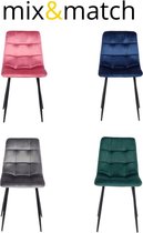 Colenis - Ela Eetkamerstoel - Set Van 4 - Mix&Match - Fluweel - Velvet - Industrieel