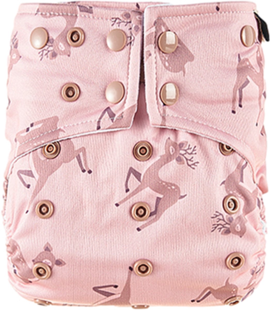 Goedkoopste HappyBear | Pocketluier - Oh Deer | Wasbare luier | Onesize - 5kg t/m 17kg | Dubbele lekgoten - minder kans op doorlekken | Dubbele pocketopening | Inclusief bamboe booster & microvezel booster