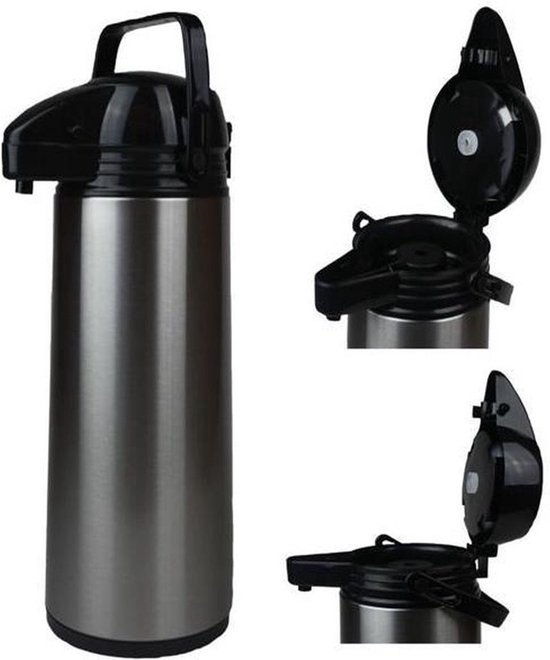 Thermos avec pompe - Pichet isotherme 1,9 litre - acier inoxydable