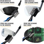 Golfclub borstel en groeven reiniger - 3 in 1 Multi Club Cleaner met uittrekkoord | kleur ZWART
