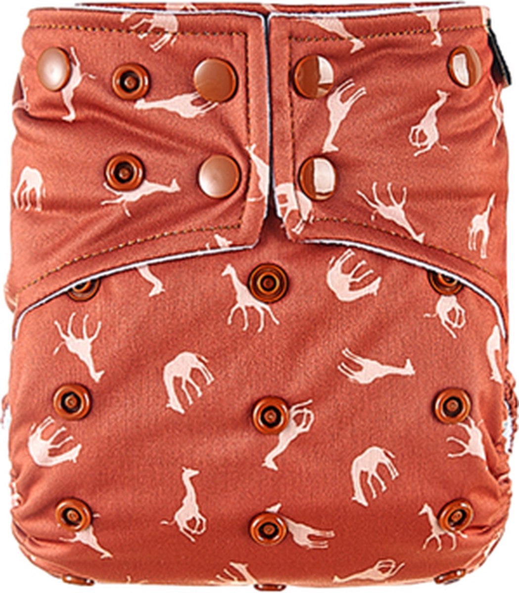 Goedkoopste HappyBear | Pocketluier - Savanna | Wasbare luier | Onesize - 5kg t/m 17kg | Dubbele lekgoten - minder kans op doorlekken | Dubbele pocketopening | Inclusief bamboe booster & microvezel booster