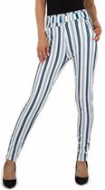 Chic & mode broek gestreept wit blauw L/XL